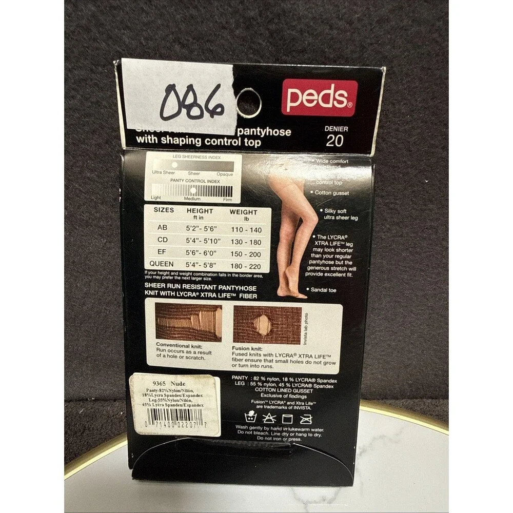 Peds Ultra Sheer Smooth Shaping Control Top Pantyhose Run Resistant QUEEN Nude